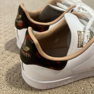 Adidas White Sneakers with Gold and Tortoiseshell Details